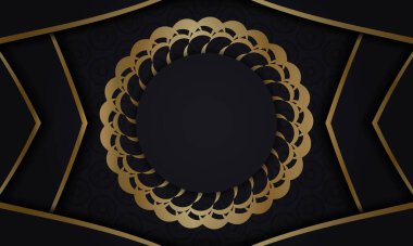Altın mandala desenli siyah arkaplan