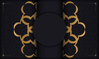 Altın sarısı süslemeli siyah pankart