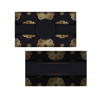 Siyah kart şablonu ve altın Hint süsü.