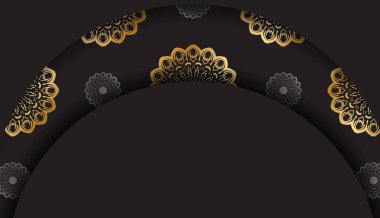 Altın Yunan süslemeli siyah renkli pankart şablonu