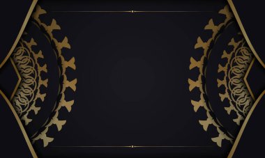 Altın Yunan desenli siyah renkli pankart şablonu