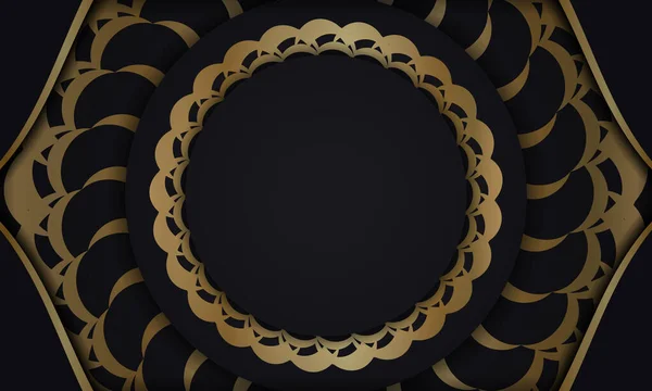 Μαύρο Φόντο Χρυσό Στολίδι Μαντάλα — Διανυσματικό Αρχείο