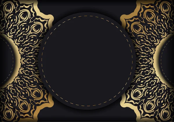 Schwarzes Banner Mit Luxuriösen Goldverzierungen Und Platz Für Ihr Logo — Stockvektor