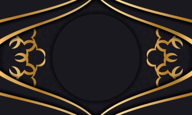 Altın soyut desenli siyah renkli pankart