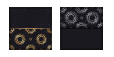 Altın soyut süslemeli siyah renkli broşür