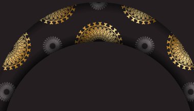 Altın soyut süslemeli siyah renkli pilot şablonu