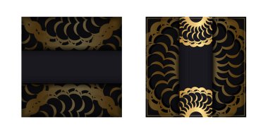 Altın mandala desenli siyah renkli selamlama ilanı