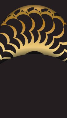 Altın süslü siyah tebrik kartı.