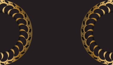 Altın mandala süslemeli siyah tebrik kartı