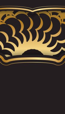 Altın antika desenli siyah tebrik kartı.