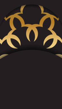 Altın rengi süslemeli siyah kartpostal.