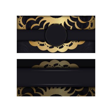 Siyah broşürde altın lüks süslemeler.