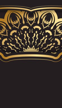 Altın lüks süslemeli siyah renkli selamlama broşürü