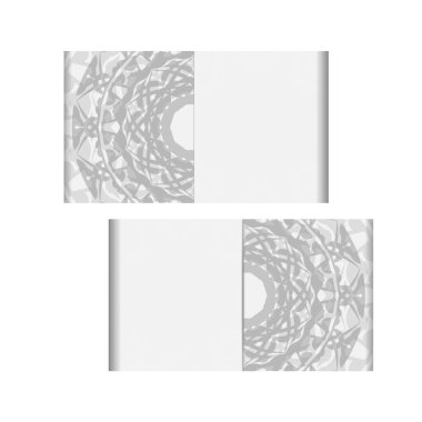 Metinleriniz ve Yunanca kalıplarınız için boşluklu davetiye kartı tasarımı. Kartpostal tasarımı Siyah mandala süsü ile beyaz renkler.