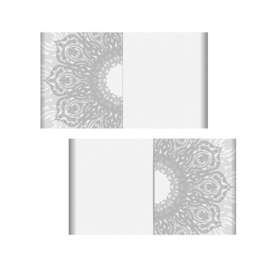 Metinleriniz ve kalıplarınız için boşluk içeren davetiye kartı tasarımı. Siyah mandala süslemeli beyaz kart tasarımı.