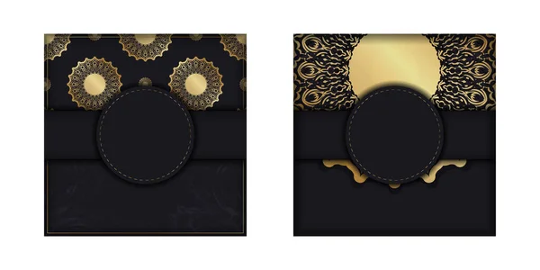 Flyer Dunkler Farbe Mit Goldenem Mandala Ornament — Stockvektor
