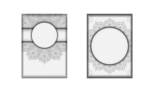 Für Sie Druckbare Postkartenschablone Weiß Mit Schwarzem Mandala Ornament Vector — Stockvektor