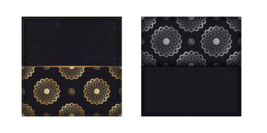 Şablon Selamlama Broşürü siyah rengini altın mandala süsü ile ayarla