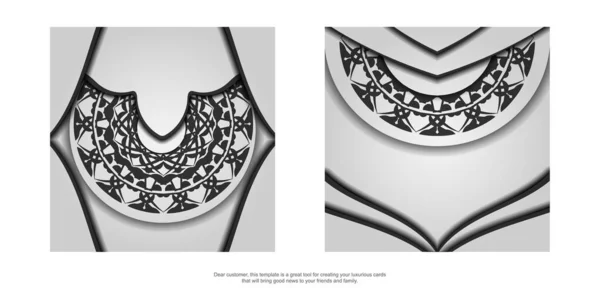 Diseño Postal Colores Blancos Con Adorno Mandala Negro Diseño Tarjeta — Vector de stock