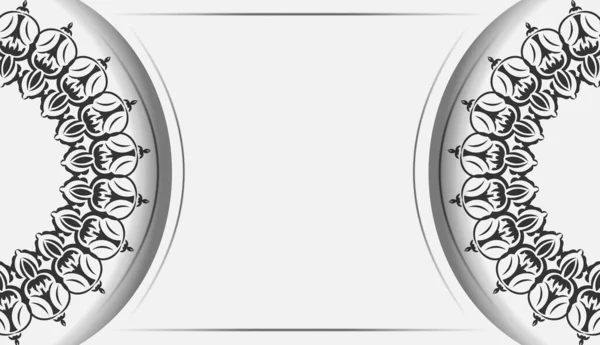 Готовий Друку Дизайн Листівок Білих Кольорів Мандалами Шаблон Запрошення Місцем — стоковий вектор