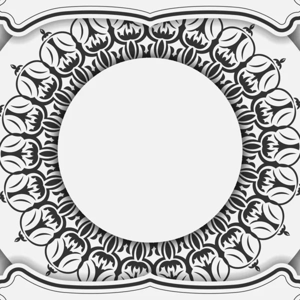 Готовий Друку Дизайн Листівок Білих Кольорів Мандалами Шаблон Запрошення Місцем — стоковий вектор