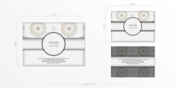 Stilvolle Vorlage Für Print Design Postkarten Weiße Farbe Mit Luxuriösen — Stockvektor