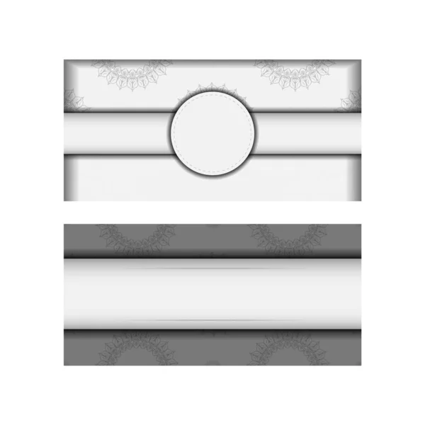 Modelo Para Cartões Postais Design Impressão Cores Brancas Com Ornamento — Vetor de Stock