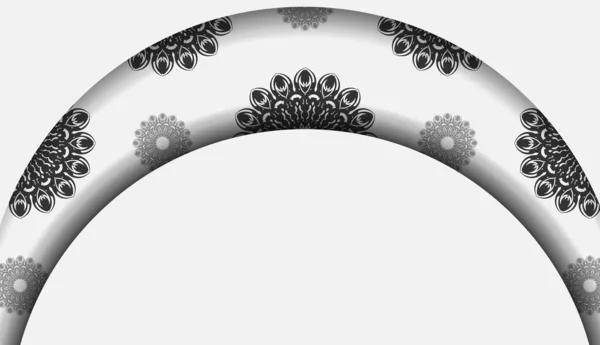 Sjabloon Voor Print Ontwerp Ansichtkaarten Witte Kleuren Met Mandala Ornament — Stockvector