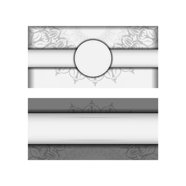 Cartão Postal Design Vetorial Cores Brancas Com Ornamento Mandala Design —  Vetores de Stock
