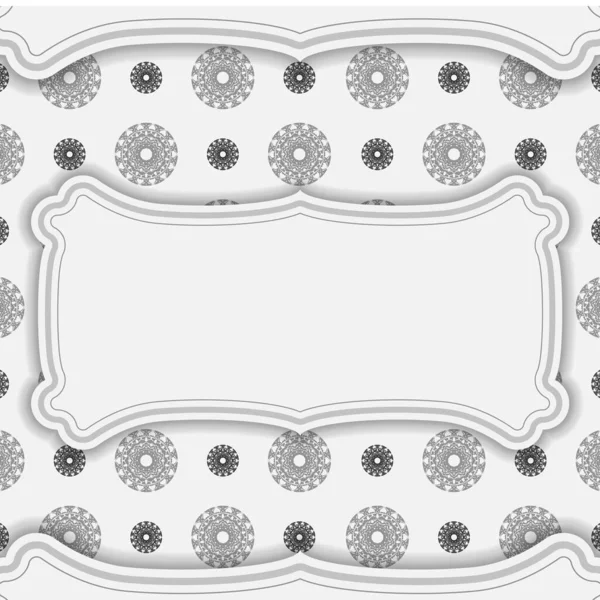 Векторный Шаблон Печати Дизайн Открытки Белые Цвета Черным Орнаментом Мандала — стоковый вектор