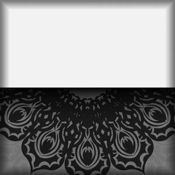 Vector Color Blanco Diseño Postal Con Patrones Mandala Negro Diseño — Archivo Imágenes Vectoriales