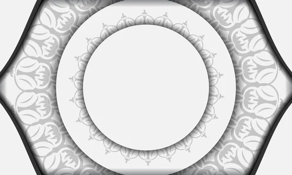 Modelo Banner Branco Com Ornamentos Mandala Lugar Para Seu Texto — Vetor de Stock