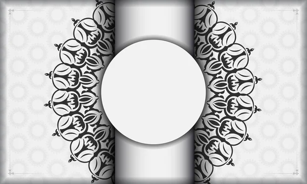 Белый Баннер Мандаловыми Орнаментами Место Вашего Логотипа Шаблон Печати Фона — стоковый вектор