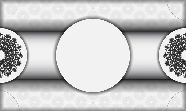 Mandala Süslemeli Beyaz Afiş Metin Logo Için Yer Siyah Desenli — Stok Vektör