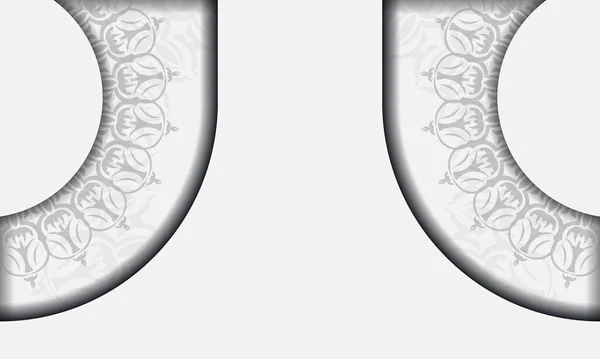 Banner Blanco Con Adornos Mandala Lugar Para Texto Logotipo Fondo — Archivo Imágenes Vectoriales