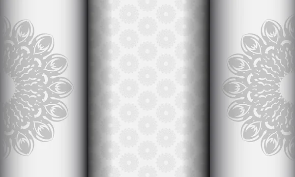 Белый Баннер Мандаловыми Орнаментами Поместите Свой Текст Готовый Печати Дизайн — стоковый вектор