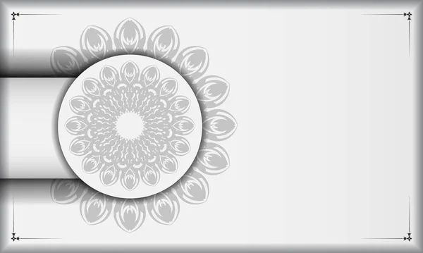 Cartão Branco Com Ornamentos Vintage Mandala Lugar Para Seu Texto — Vetor de Stock