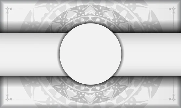Біла Листівка Чорними Мандалями Вінтажними Орнаментами Місцем Розташування Тексту Логотипу — стоковий вектор