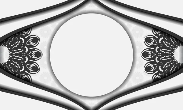 Valkoinen Vektori Tausta Mandala Koristeet Paikka Logo Suunnittelu Banneri Musta — vektorikuva