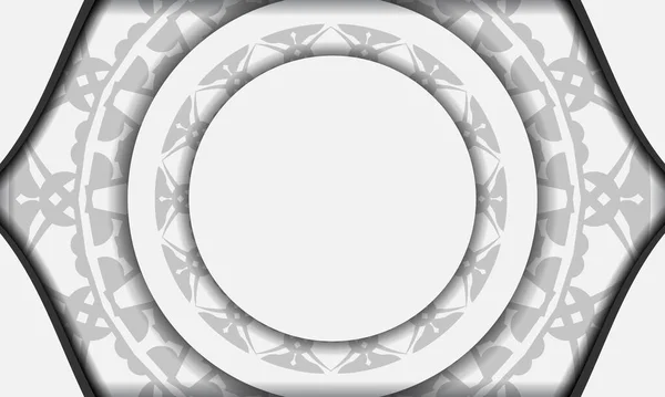 Λευκό Vector Banner Μαύρα Mandala Στολίδια Και Θέση Για Κείμενο — Διανυσματικό Αρχείο