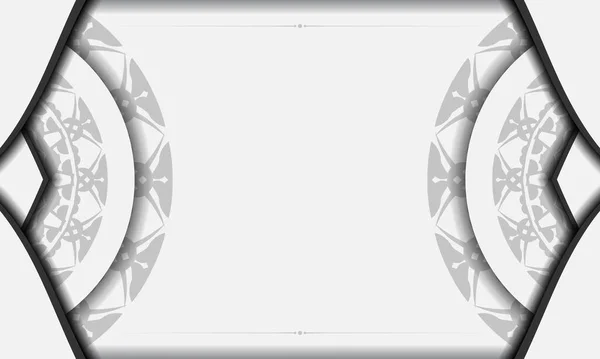 Bannière Vectorielle Blanche Avec Ornements Mandala Noir Place Pour Votre — Image vectorielle
