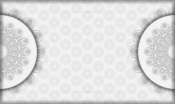 Λευκό Vector Banner Mandala Στολίδια Και Θέση Για Λογότυπο Και — Διανυσματικό Αρχείο