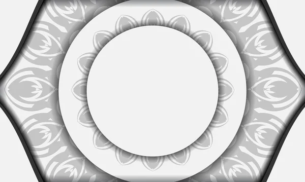 Bílý Vektorový Banner Mandalou Ozdobou Místem Pro Text Logo Tisknutelná — Stockový vektor