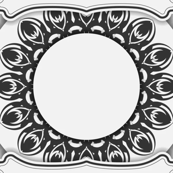 Postkartendesign Weiße Farben Mit Mandalas Vector Einladungskarte Mit Platz Für — Stockvektor