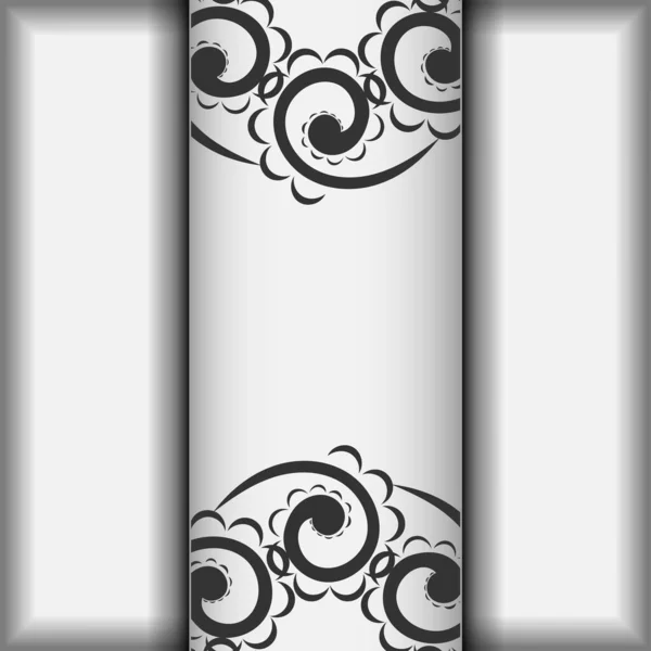 Carte Voeux Blanc Avec Motif Mandala Noir — Image vectorielle