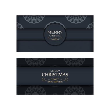 Kartpostal şablonu Mutlu Noeller mavi kış mavisi desenli