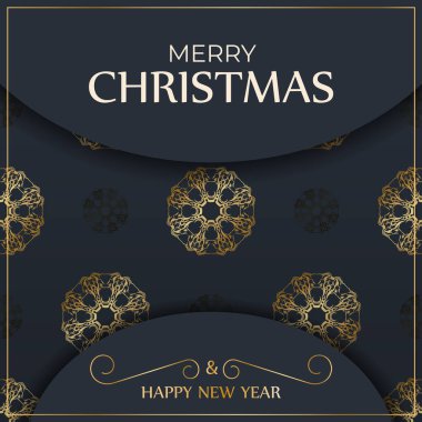 Mutlu Noeller ve mutlu yeni yıl broşürleri koyu mavi renkli ve lüks mavi desenli