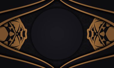 Lüks turuncu desenli siyah pankart ve metin için boşluk