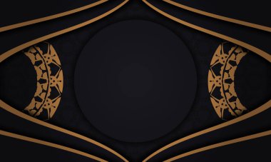 Logonuz ya da metniniz için lüks kahverengi süslemeli siyah pankart