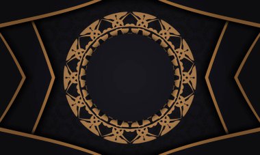 Logonuz ya da metniniz için lüks kahverengi süslemeli siyah pankart